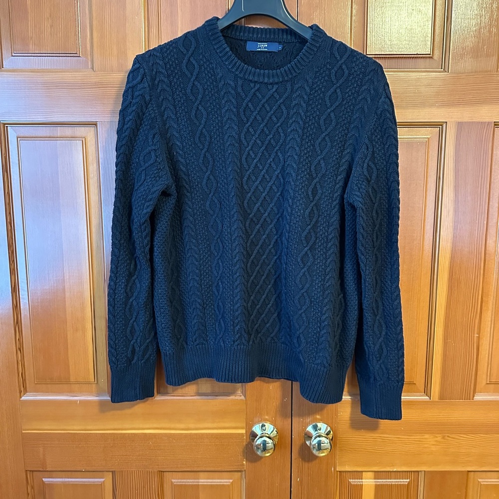 J Crew cotton fisherman sweater. Size L.  Blue.